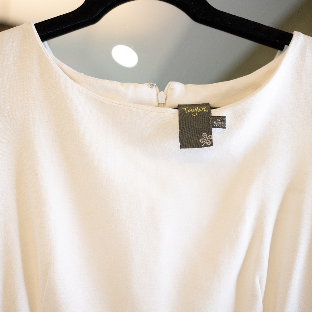 Taylor Size 12 White Shift Minidress - Picture 3 of 5